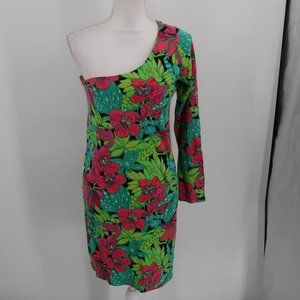 Lilly Pulitzer One Shoulder Floral Bodycon Dress Size Large